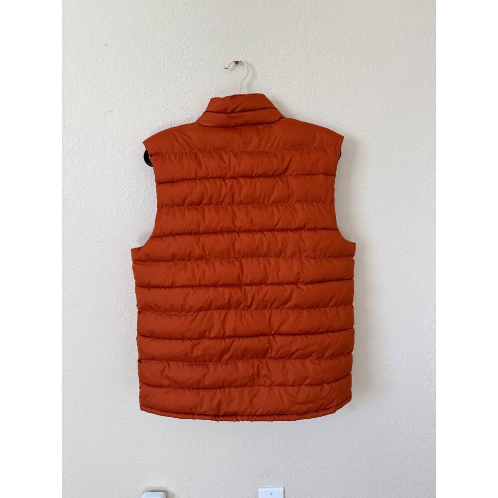 Old Navy Men's Water-Resistant Narrow-Channel Puffer Vest Orange Winter *Flaw* - Picture 3 of 7
